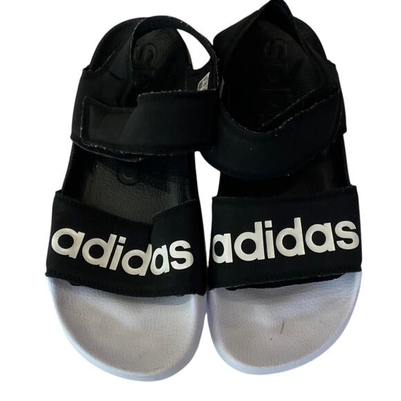 Adidas Black and White Adilette Sandal 'Core Black' Sandals Size 8 - Picture 1 of 7